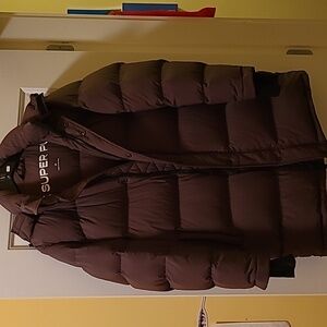 Aritzia TNA Superpuff mid length brown jacket